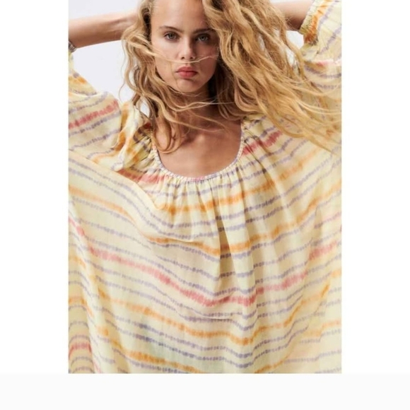 BNWT Zara Multicolor Oversized Puff Sleeve  Sundress Small Boho - Picture 2 of 10
